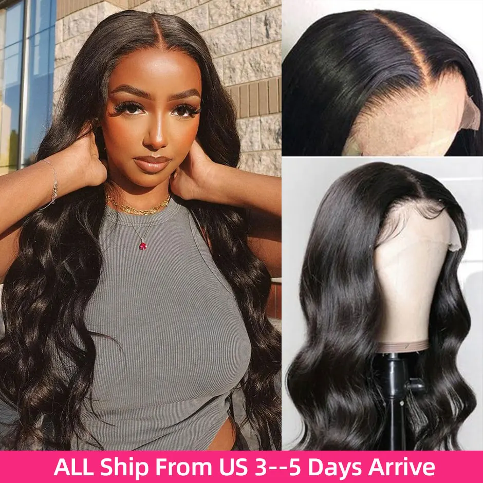 13x4 HD Lace Front Human Hair Wig Lace Frontal Closure Wigs For Women Body Wave Lace Wig Human Hair Pre Plucked ship from US