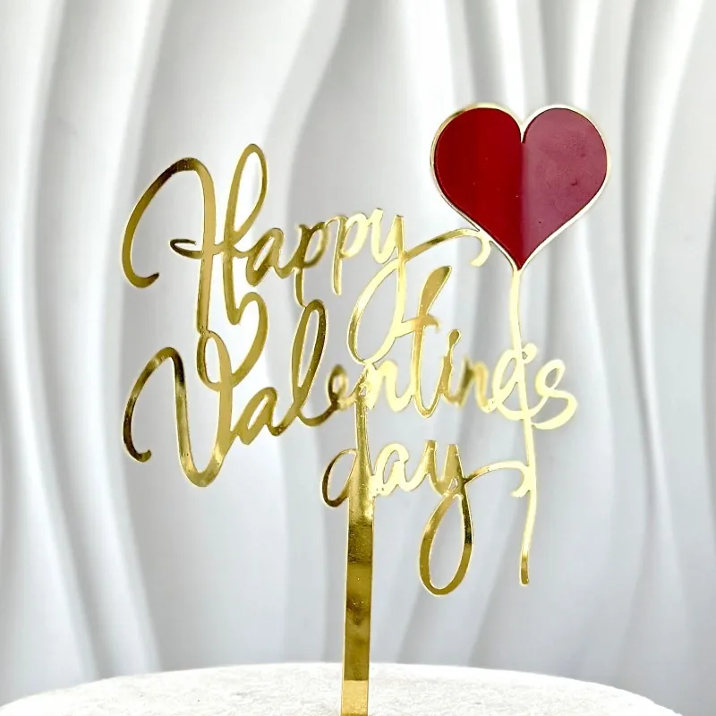 INS 14 Style Happy Valentine\'s Day Acrylic Cake Toppers Red Love Valentine\'s Day Cake Topper for  Valentine\'s Day Party Gifts