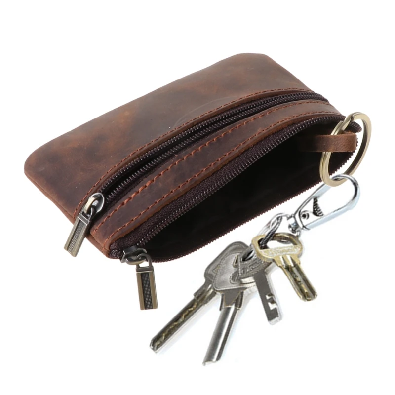 

2024 Fashion Cowhide Slim Coin Purse Women Coin Purse Men Zipper Around Wallet Card Key Holder Mini Bag