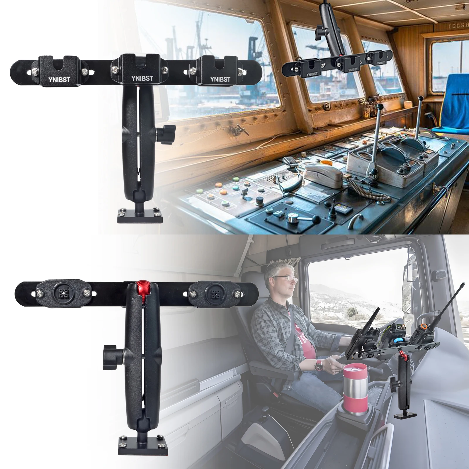 Handheld radio/CB-luidsprekermicrofoonhouder, met zelftappende schroeven Heavy Duty boorbasis voor draagbare tweewegradio en CB-luidsprekermicrofoon