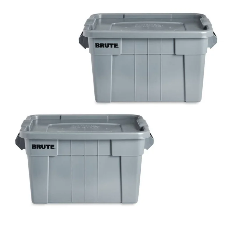 

Commercial Products Brute Tote Storage Container with Lids-Included, 20-Gallon, Gray, Rugged/Reusable Boxes for Moving/Storing