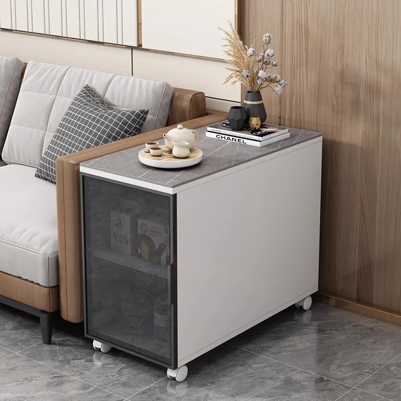 

Slate sofa, side cabinet, living room gap storage locker, armrest cabinet, rectangular mobile tea table