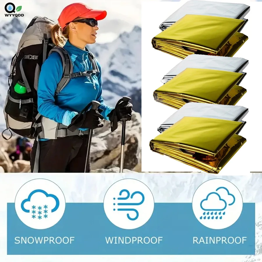 

2/4/6Pcs Emergency Blanket - High-Visibility Silvery/Golden Dual-Tone,Portable & Compact For Outdoor Camping,Hiking,Waterproof