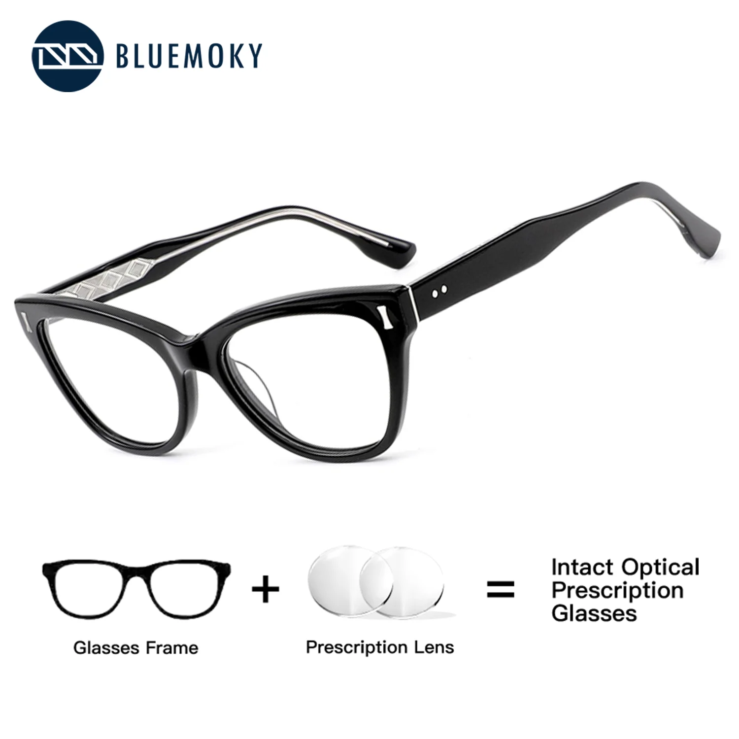 

BLUEMOKY Custom Minus Prescription Eyeglasses Women Butterfly Acetate Frame with Photochromic Blue Light Blocking Dioptric