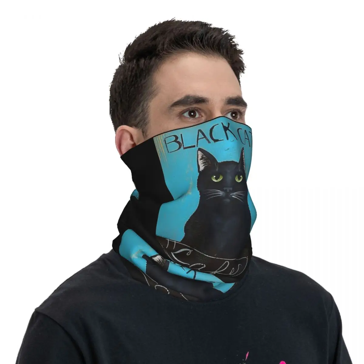 Black Cat Cafe Bandana Neck Gaiter Printed Wrap Scarf Multifunction Balaclava Outdoor Sports For Men Women Adult Washable