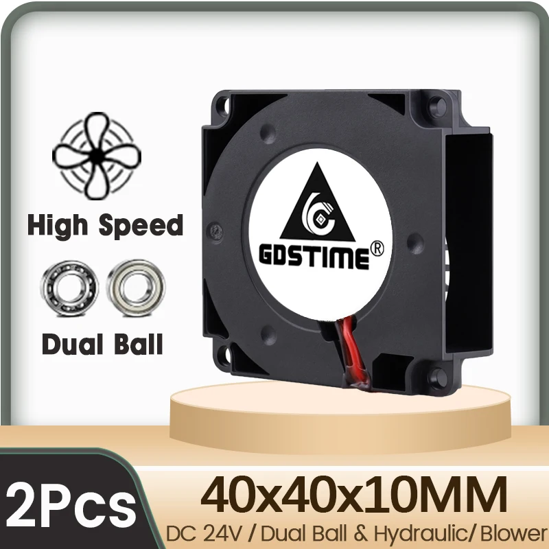 

2pcs Gdstime 40mm Turbine Fan 24V 4010 Printer Cooling Accessories Blower DC Fan Radial dual ball Bearing Fans 40x40x10mm