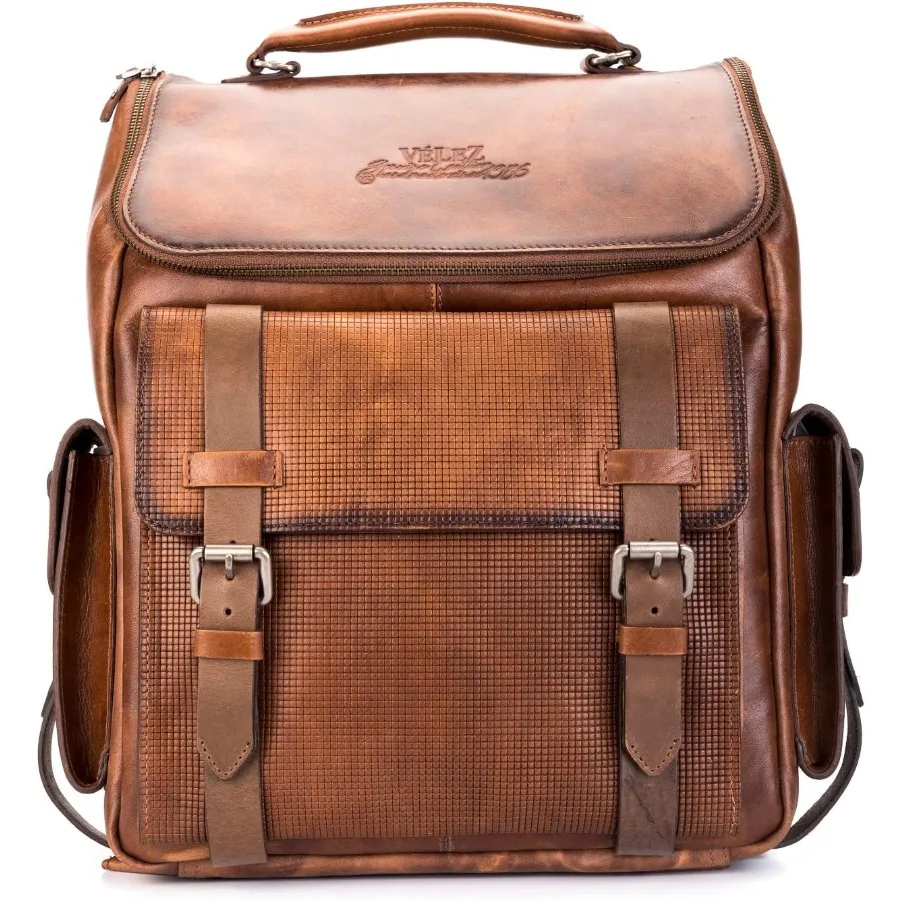 حقيبة ظهر جلدية للرجال - حقيبة كمبيوتر محمول مقاس 15.6 بوصة - حقيبة كتب مصممة - حقائب كتف كاجوال للكمبيوتر مصنوعة يدويًا #1