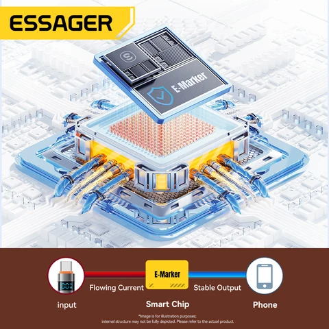 Кабель Essager USB Type C с дисплеем 100W для быстрой зарядки Huawei, MacBook Pro, Xiaomi — детальный вид товара