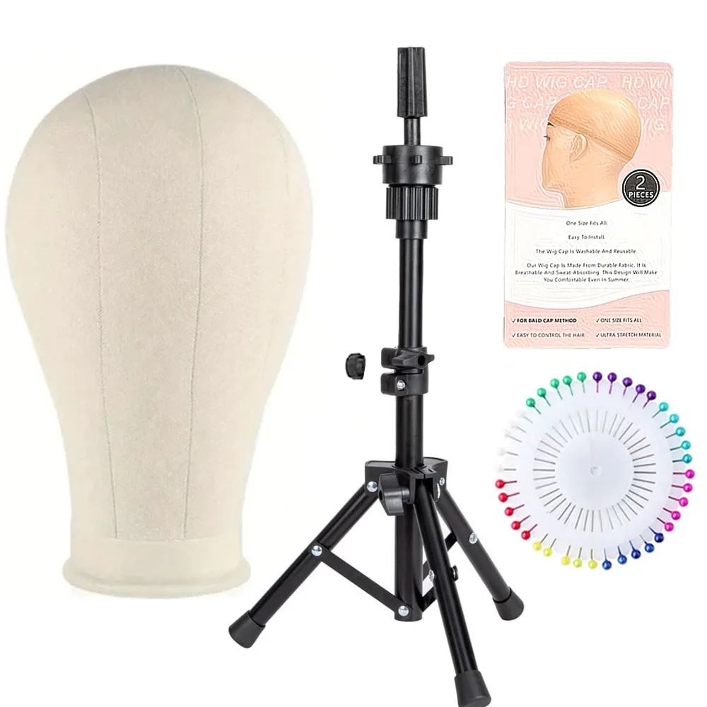 Leinwand-Perückenkopf für Frisurpräsentation DIY-Herstellung 22' Trainings-Mannequin mit Stativständer – Detail 7