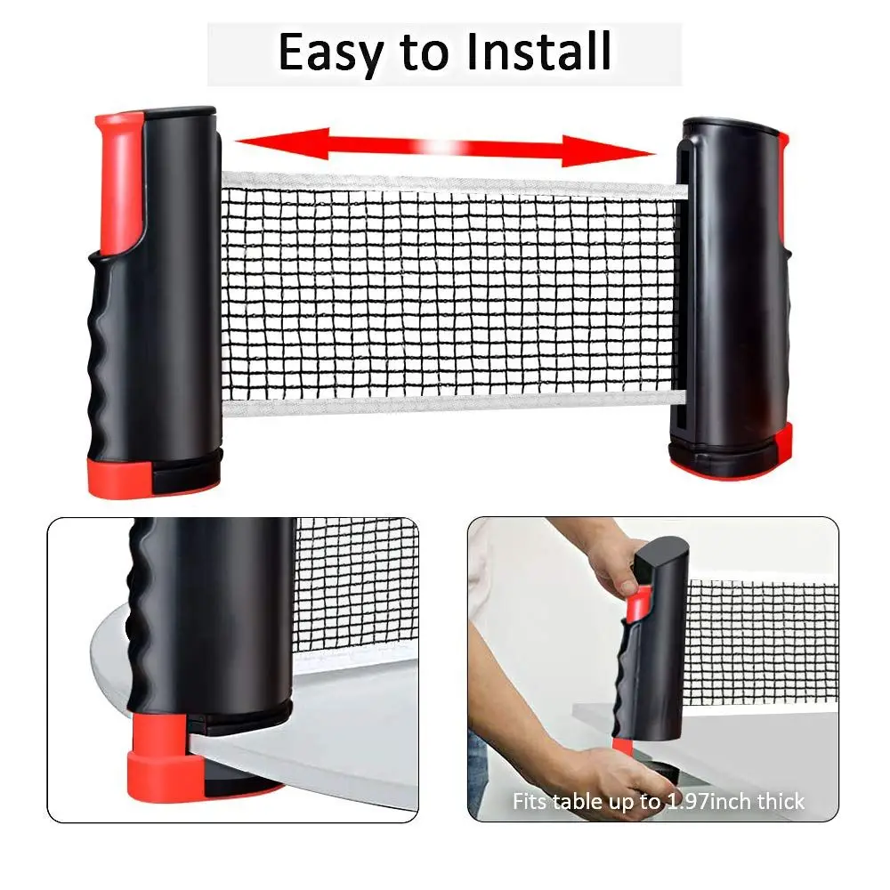 Retractable Net Ping Pong Net Frame Set Carry Bag Easy Setup Design Table Tennis Set Complete Accessories Lightweight