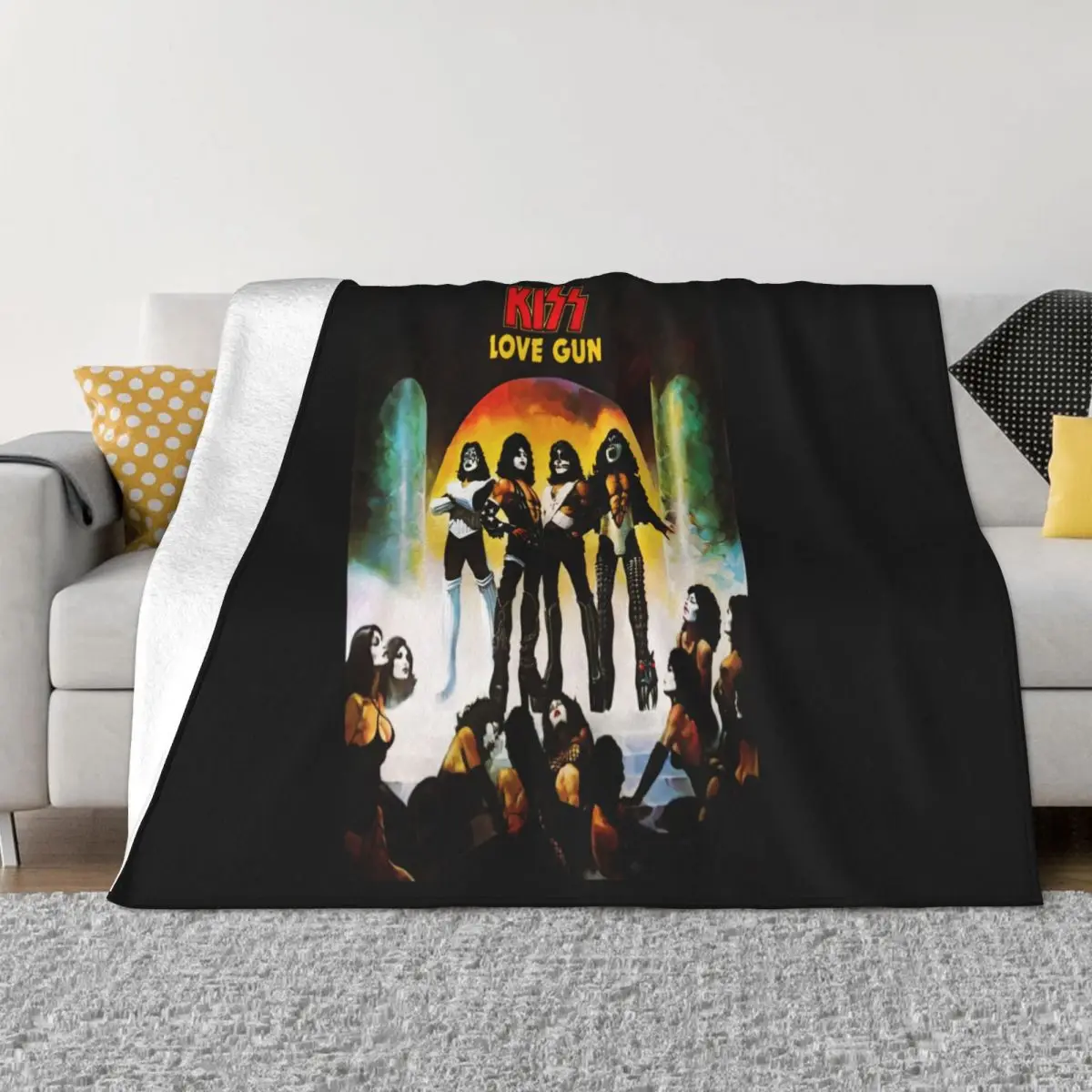 Kiss Rock N Roll Gene Simmons Band Love Gun Mens Black Mug Women Men Hot Sell Throw Blanket