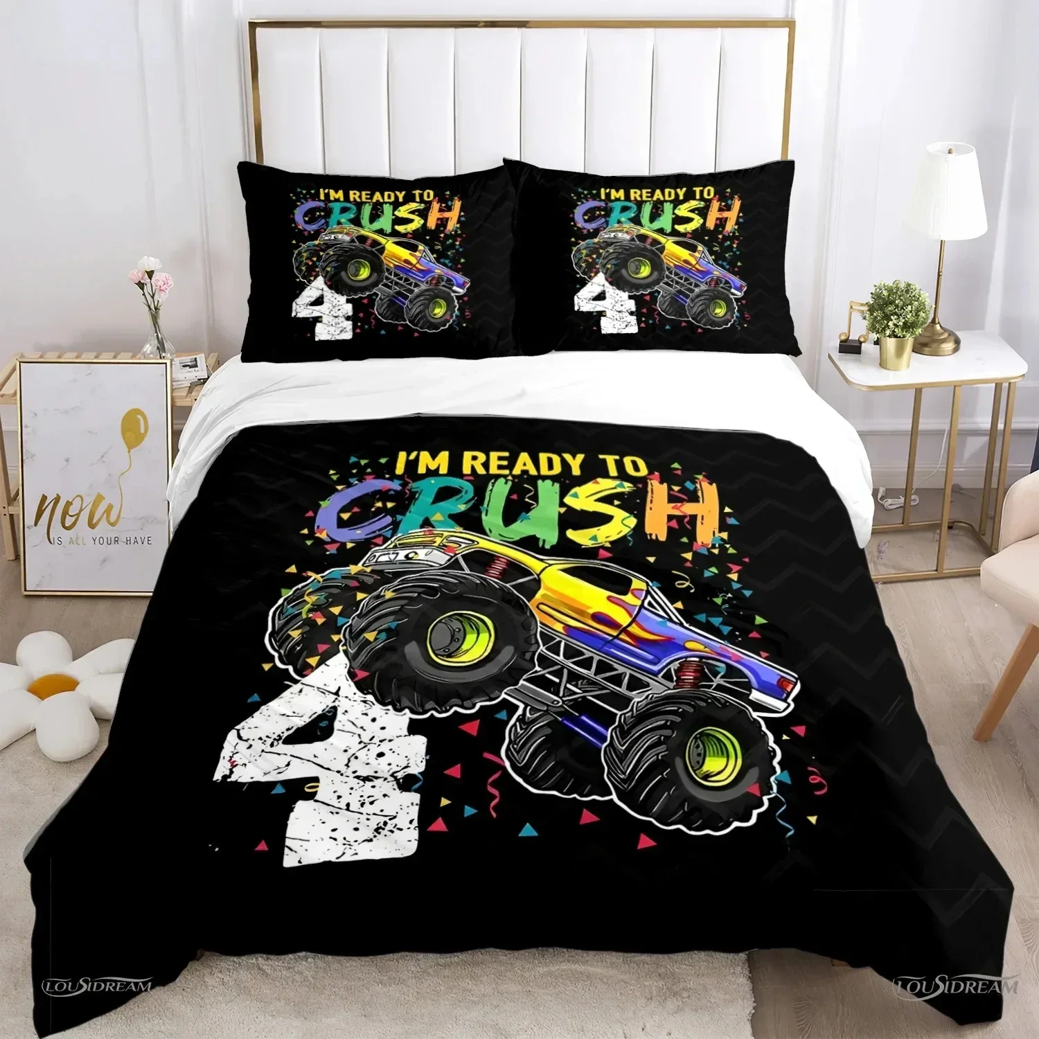 

Luxury New 3D Print Monster Truck Duvet Cover Catroon Monster Jam Bedding sets Soft Quilt Cover and Pillowcases Double Queen