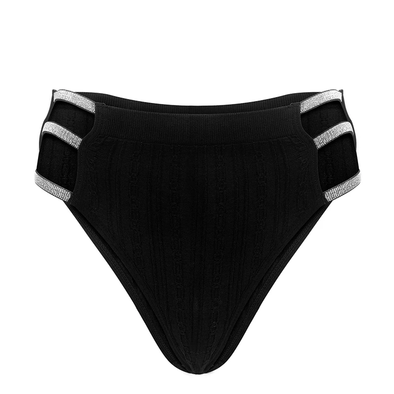 Women Sexy Panties Mid Waist Ribbed Seamless Ladies Briefs Hollow Out Comfortable Female Super Stretch Shiny Belts Underwear