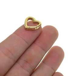 2pcs Korea small mini 16mm 0.6inch Fine Solid Brass Square heart snap spring hook clasp jewelry DIY Accessory