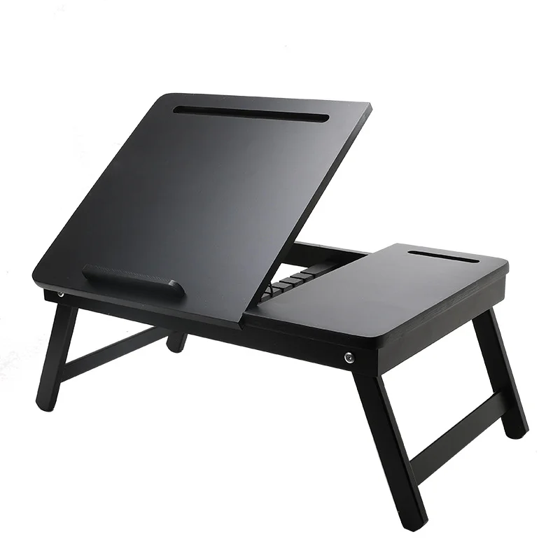 

Laptop Desk for Bed Sofa with Adjustable Tilting Top Breakfast Serving Tray with Folding Legs Multi Function Table Bamboo Black