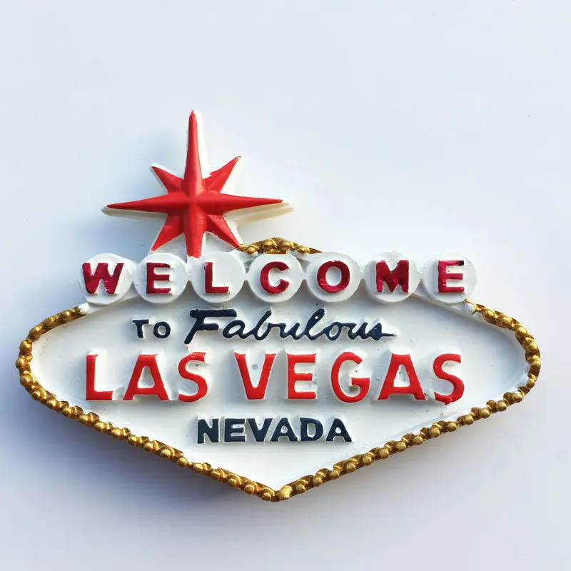 Las Vegas Landmark Welcome Sign Three-dimensional Tourism Memorial Crafts Magnetic Refrigerator Sticker Hand Letter