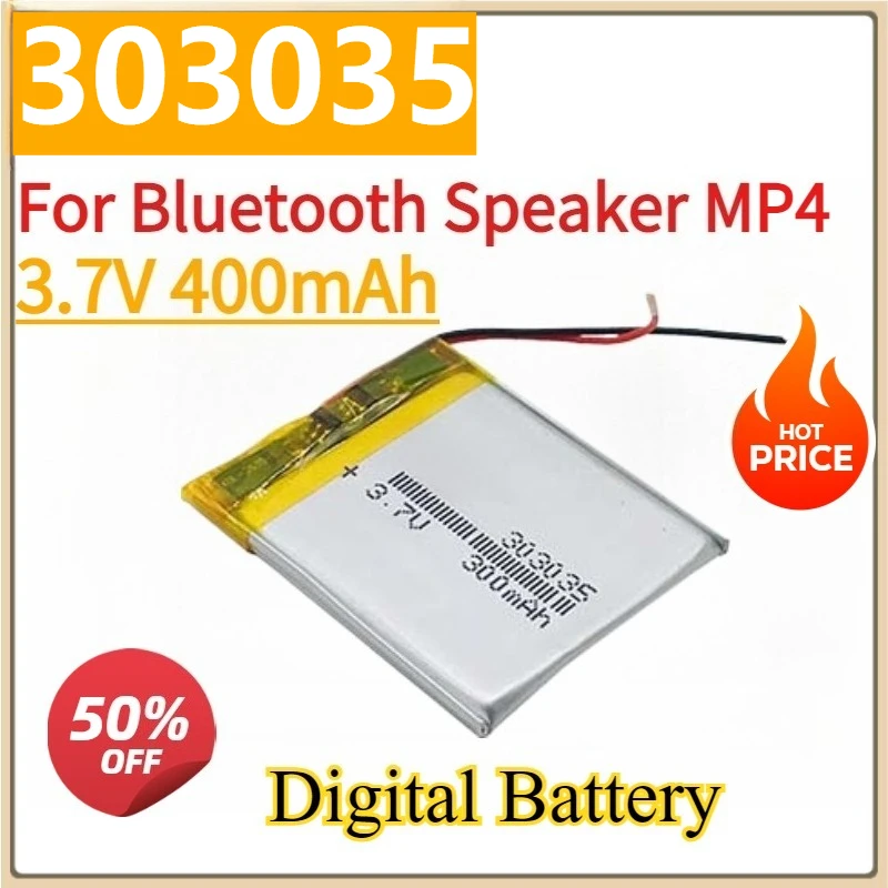 

Новый цифровой аккумулятор 303035 3,7 В 400 мАч 803035 903035 103035 для Bluetooth-динамика MP4, перезаряжаемый литий-ионный/литий-ионный полимерный аккумулятор