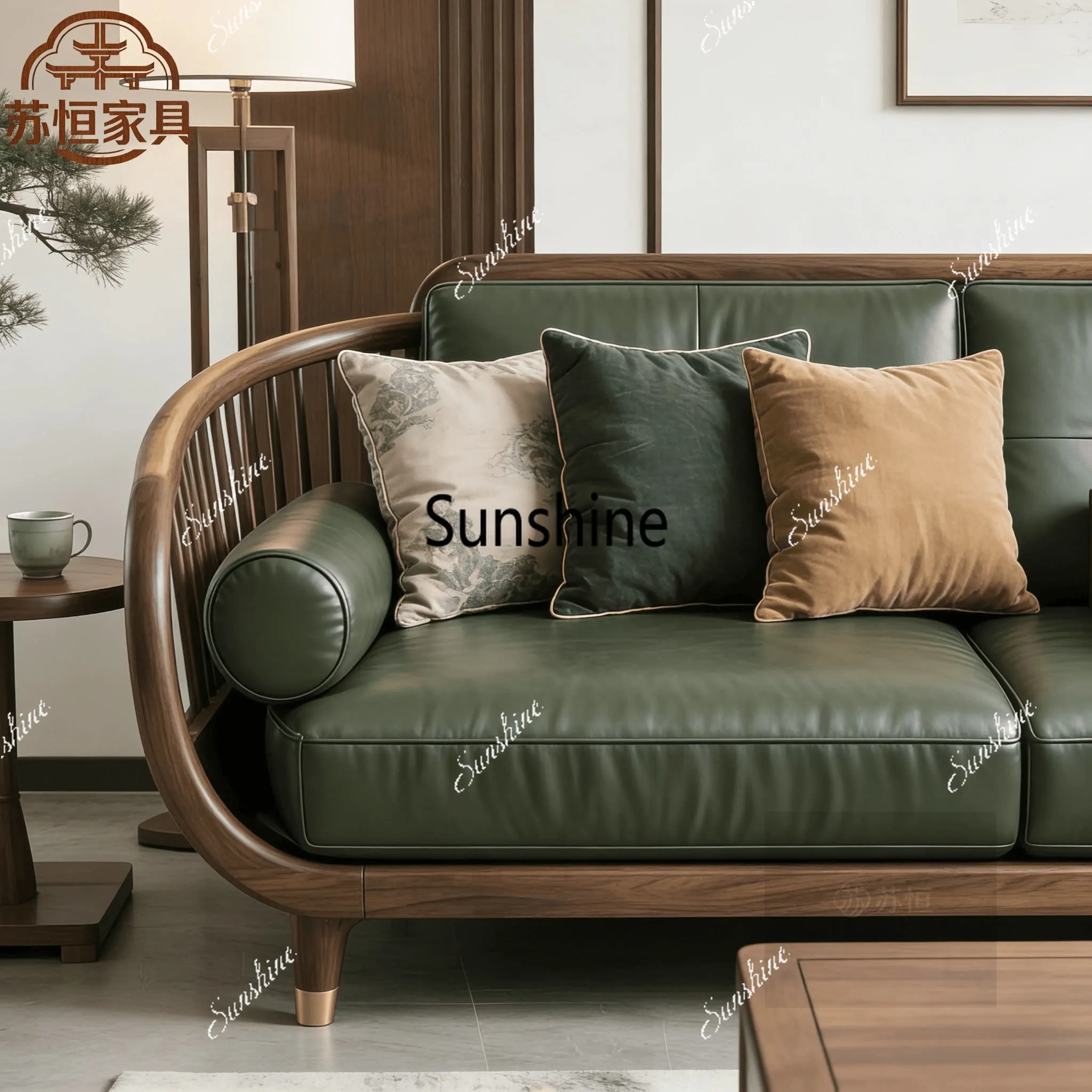 New Chinese-style solid wood living room sofa 2 home homestay villa high-end furniture customization