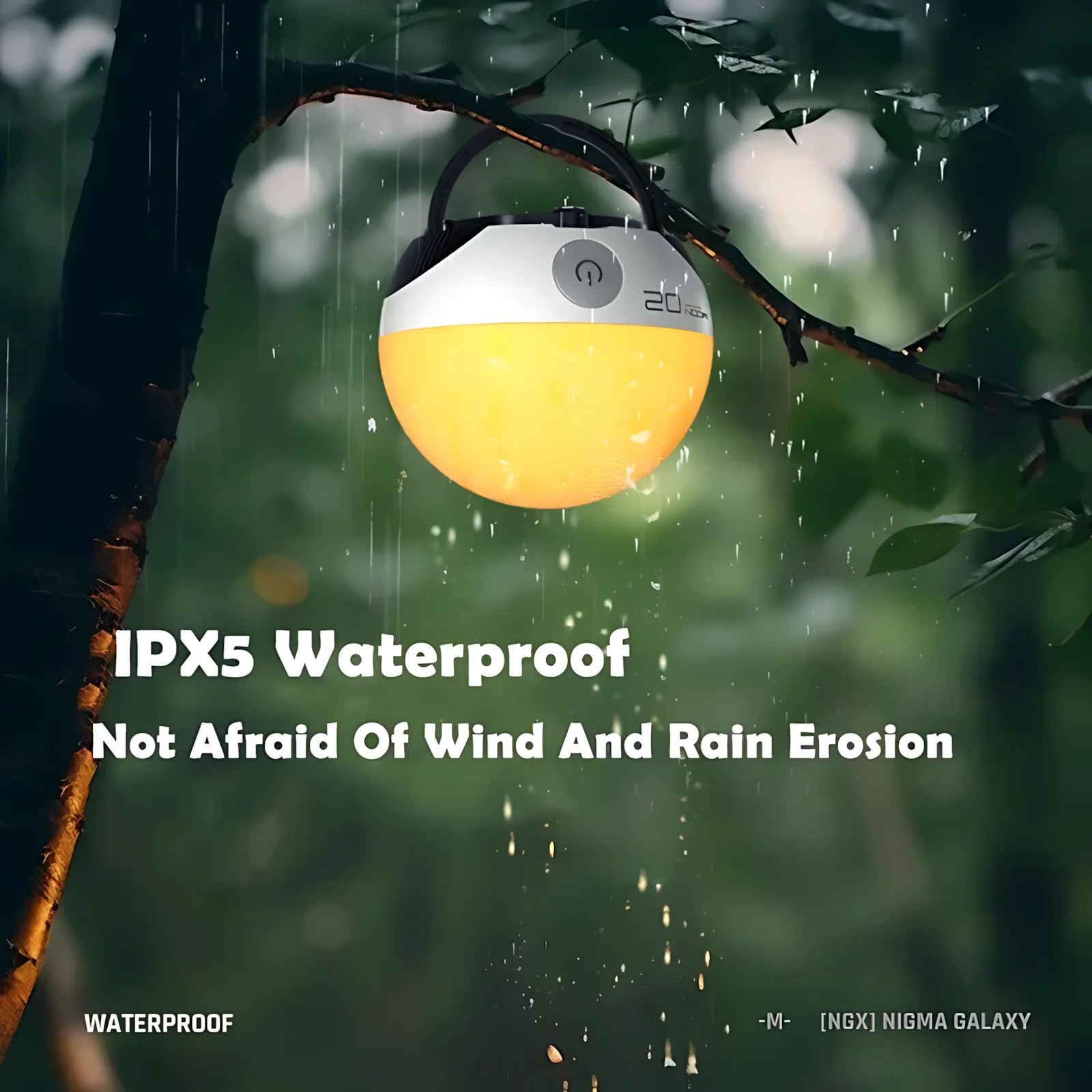 مصباح تخييم محمول RGB 5200 مللي أمبير - قاعدة مغناطيسية، تحكم منزلق بالألوان، شحن نوع-C مقاوم للماء للتخييم/المشي/المنزل