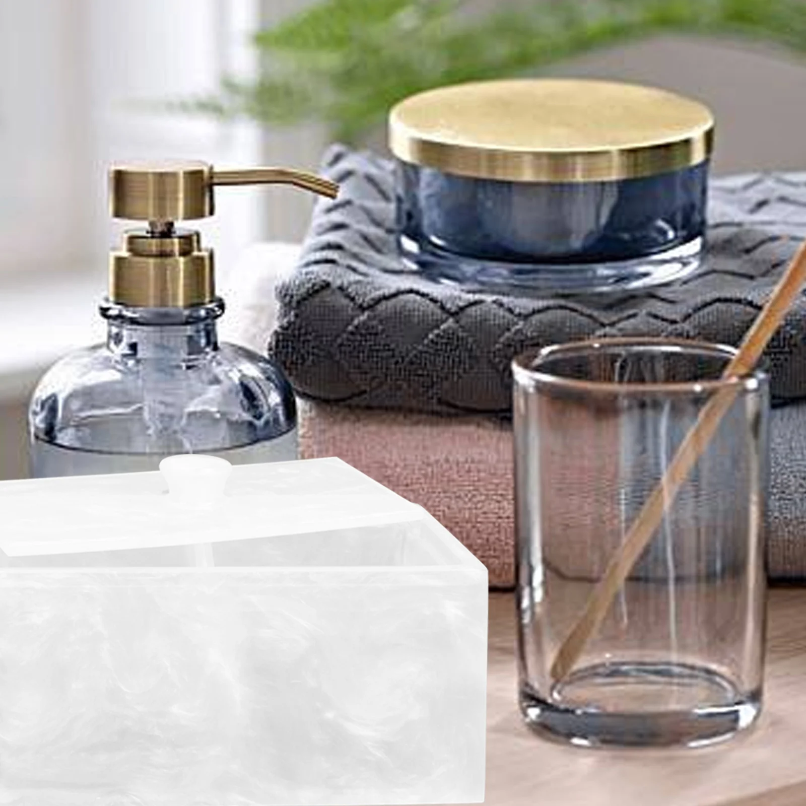 

Cotton Swabs Storage Box Household 2-Compartments Cotton Pad Container Detachable Divider Lidded Makeup Organizer Dustproof