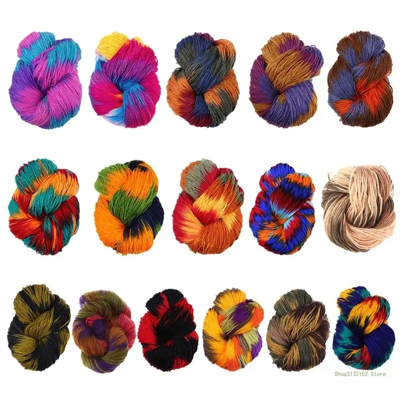 QX2E 50g Mixed Colorful Knitting Yarn Acrylic Fiber Soft Anti-Pilling Dyed Hand-Knitted Crochet Thread for DIY Craft Sweater