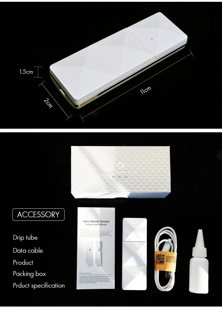 المهنية 6 مللي نانو ضباب آلة رش USB بالطاقة قابلة للشحن بالموجات فوق الصوتية مغذية تفتيح مرطب صالون المنزلية #5