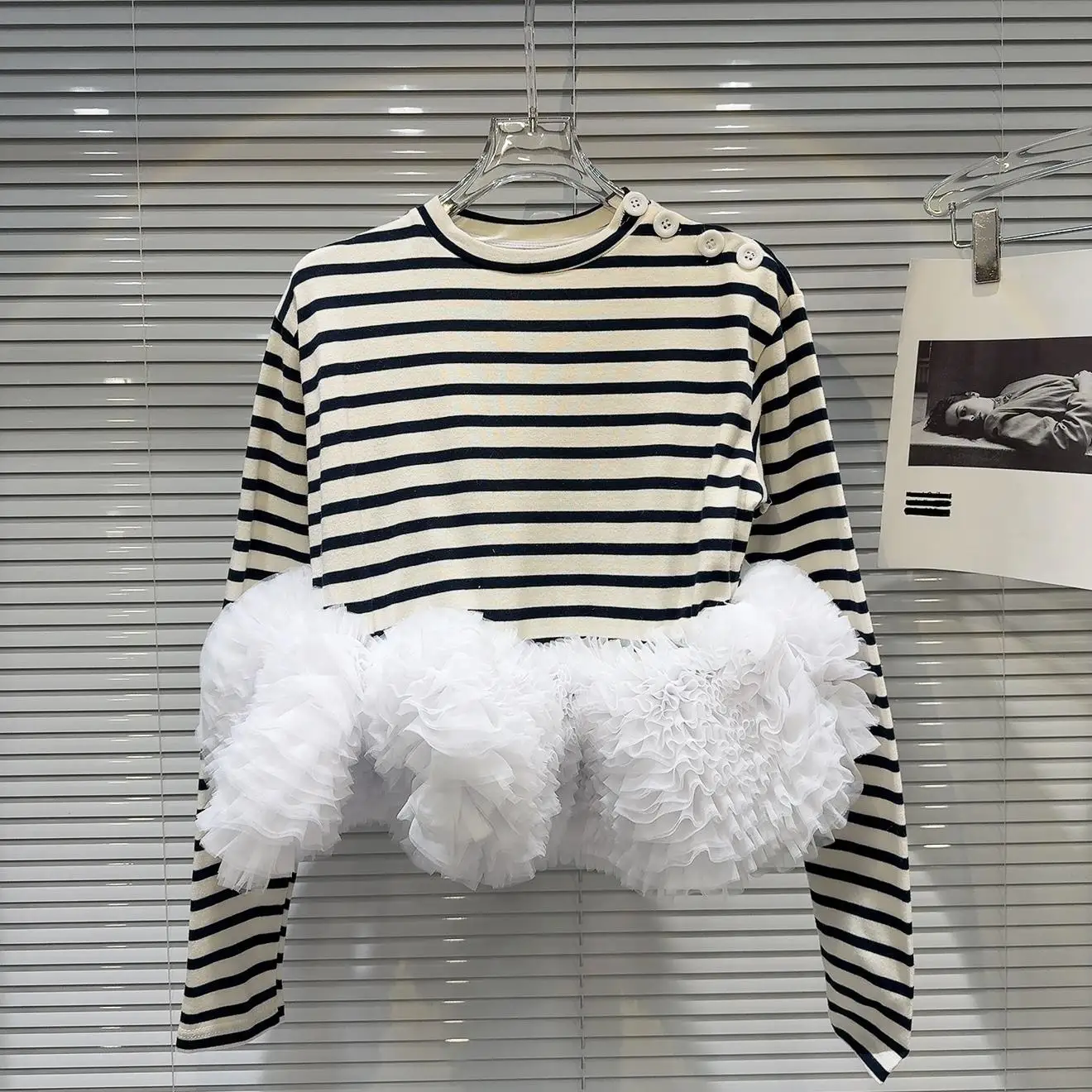 

Повседневная футболка Long Sve, женская юбка Me, плиссированная подол, в белые полоски, модная весна-осень, Новое поступление