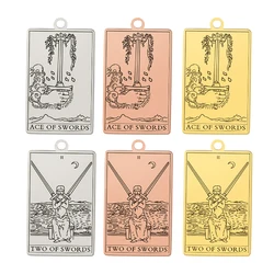 Dawapara Tarot Card Pendant Suit of Swords Minor Arcana Amulet Stainless Steel Charms for Jewelry Making DIY Accessories