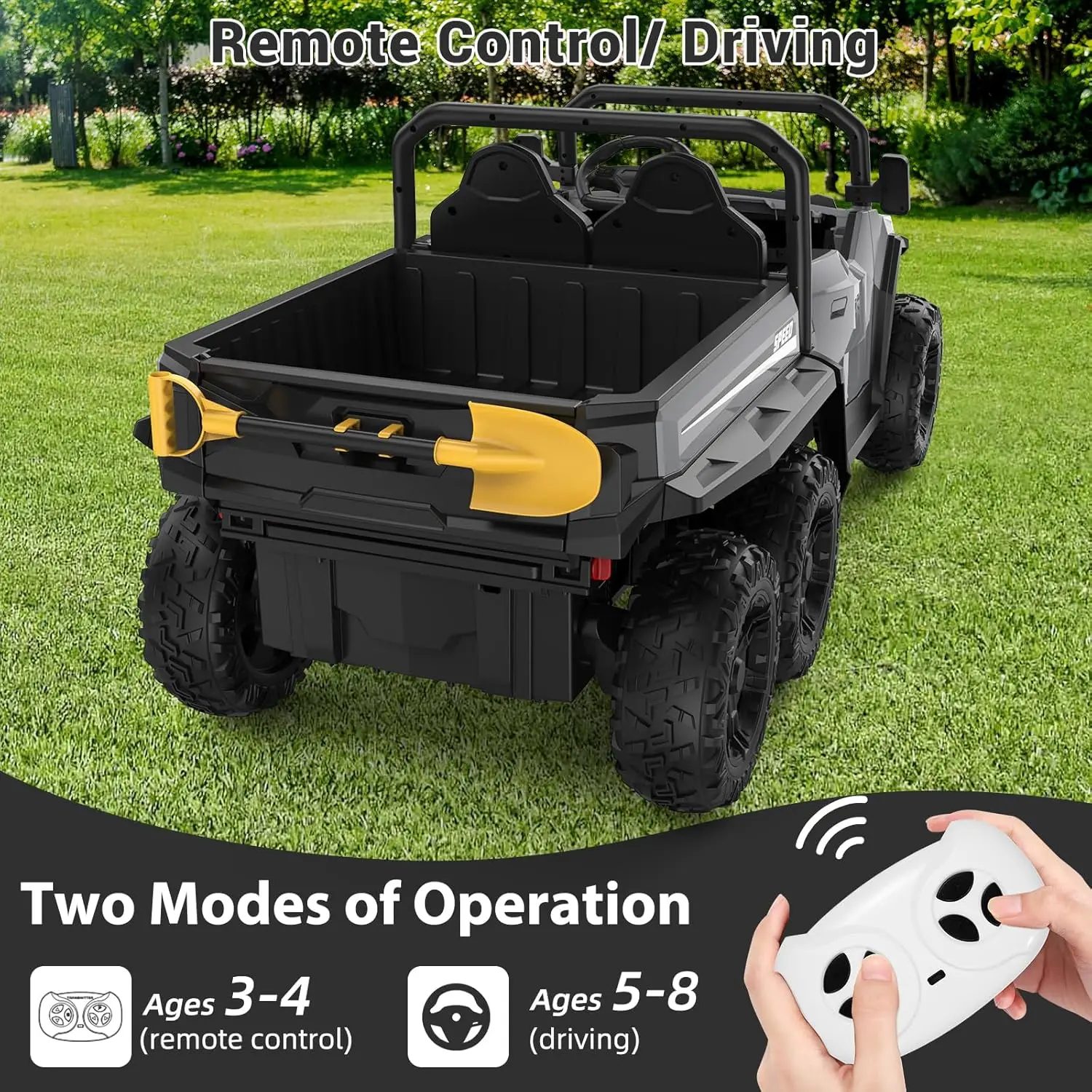 24V 4WD Electric Ride On Dump Truck with Remote Control 2-Seater Kids Ride On Car Music Player & LED Lights Birthday Gift