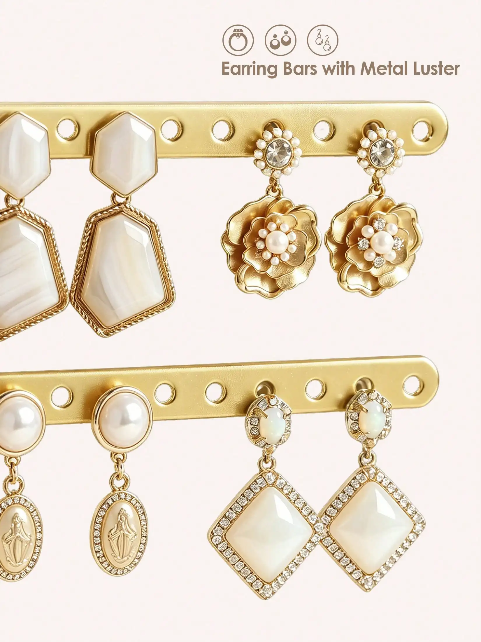 3 Tier Jewelry Stand Organizer With Tray, Gold Jewelry Set Storage, Bracelet Holder Display, Beige Velvet Necklace Holder, Sturdy Hanger For 80 Pcs Jewelry, Gift For Women, Jewelry Organizers And Storage For Bracelets Necklaces Earrings Rings Watches