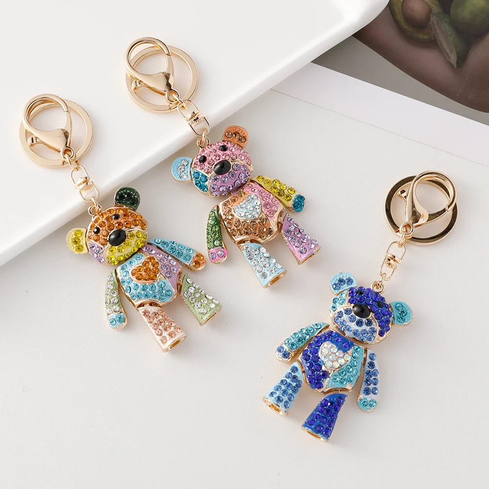 Colorful Bear Series Keychain Dazzling Colors Love Bow Bears Pendant Accompanying Gift Wedding Souvenir