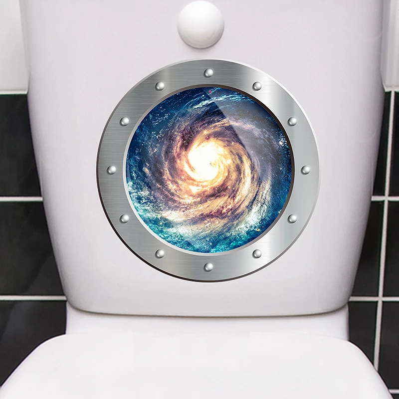Universe Outer Space Toilet Stickers Window Wall Stickers Refrigerator Bathroom Home Decoration Mural Art Galaxy Decals