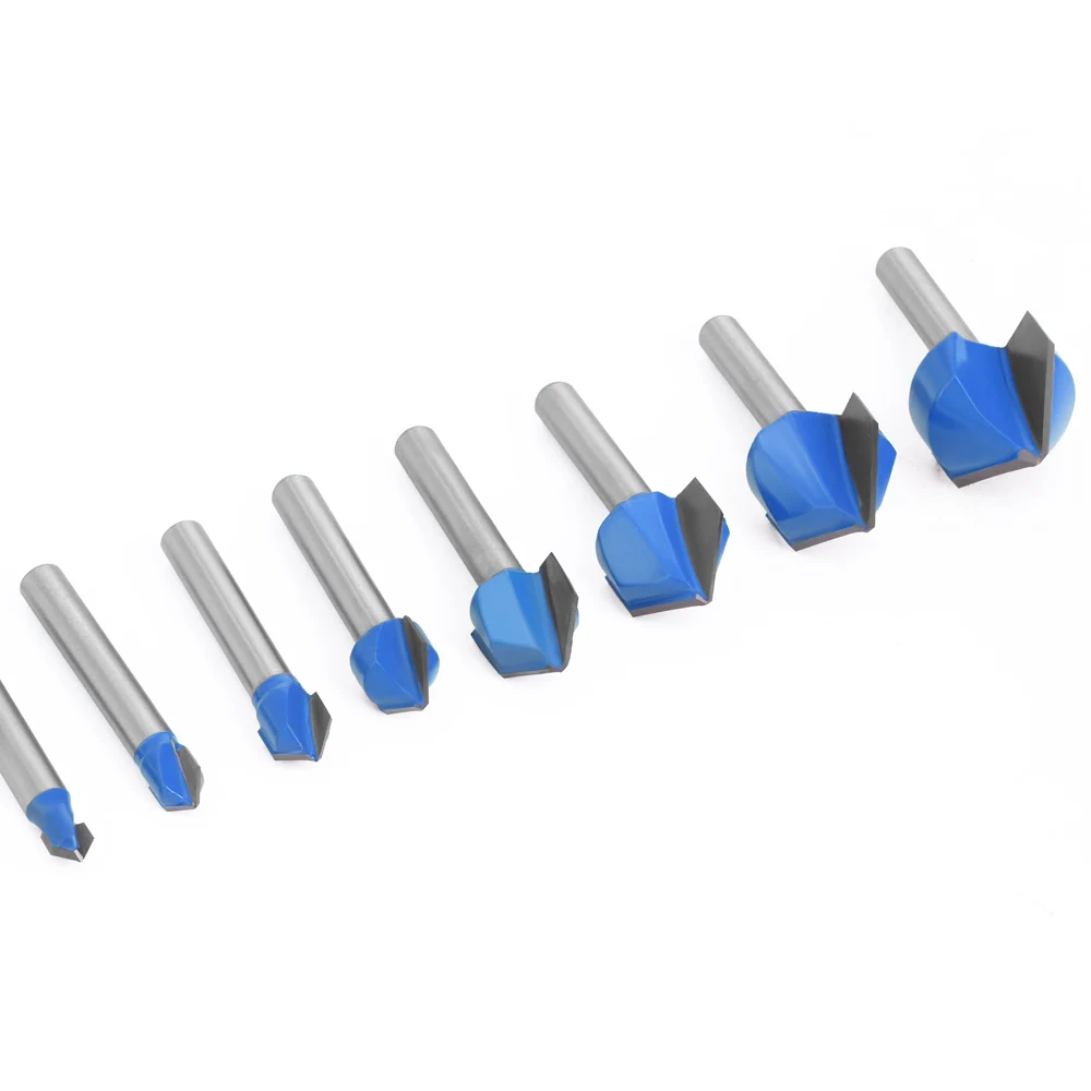 LAVIE 6mm 1/4 gambo 90 V tipo Slotting Cutter Carving Grooving Tools router bit set frese di sicurezza MC09120S06
