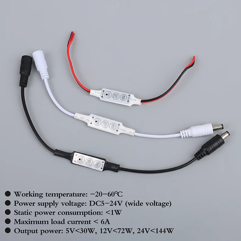 2ชิ้นตัวควบคุมไฟ LED ขนาดเล็ก DC 12V 24V 3 * 4A เพื่อควบคุมไฟแถบไฟ LED สีเดียว SMD 2835 3528 5050 5630 3014