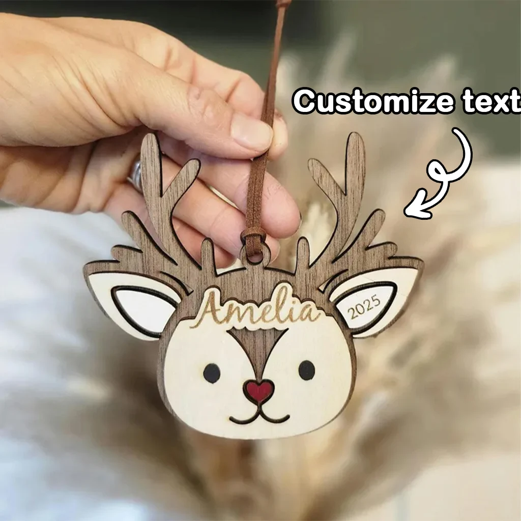 Personalized Wooden Reindeer Christmas Ornaments: Customizable with Name and Year, Christmas Decoration Hangings, Christmas Tree Ornaments, Christmas Gifts, Christmas Essentials, Personalized Gifts, Personalized Decorations, Exquisite and Adorable Gifts