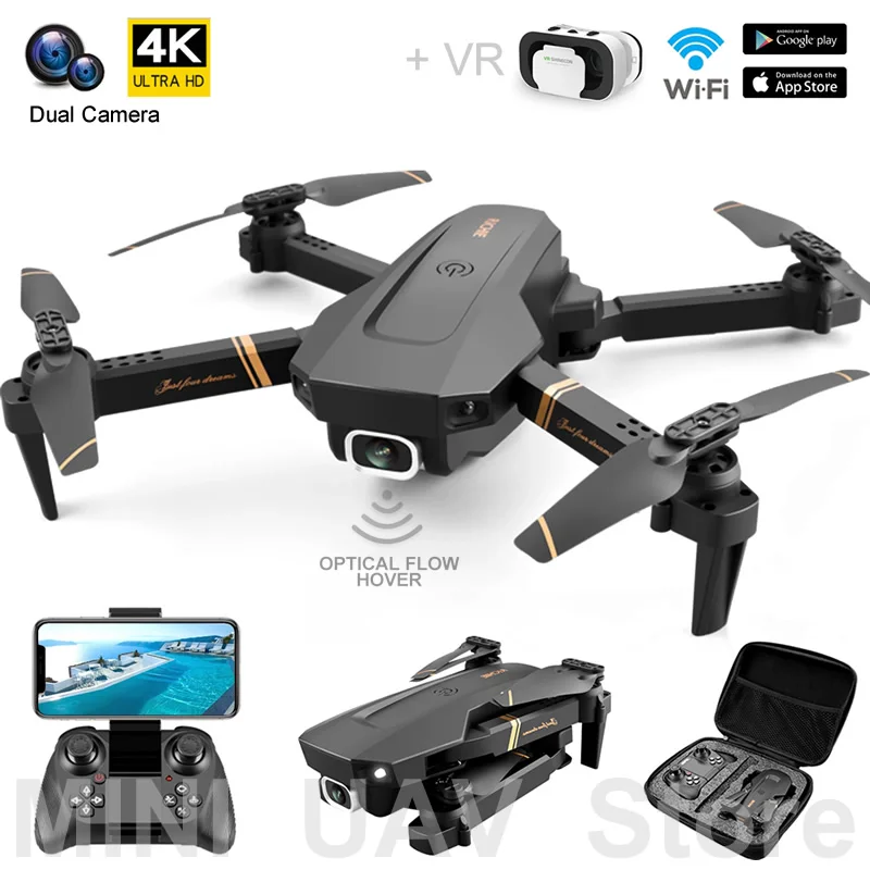 

V4 Mini UAV Drone 4K VR Optical Flow Positioning Folding Quadcopter With Camera Intelligent Follow RC Helicopters Toy Free Retur