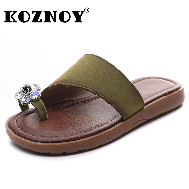 

Koznoy/обувь из натуральной кожи 2 см, туфли на плоской подошве, сандалии Мэри Джейн на танкетке с цветком, летние женские тапочки, роскошные