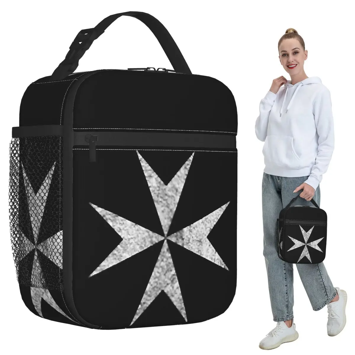 Maltese Cross Knights Hospitalier Malta Crusades Insulated Lunch Bag for Kids School Cooler Thermal Food Box Tote Lunch Boxes