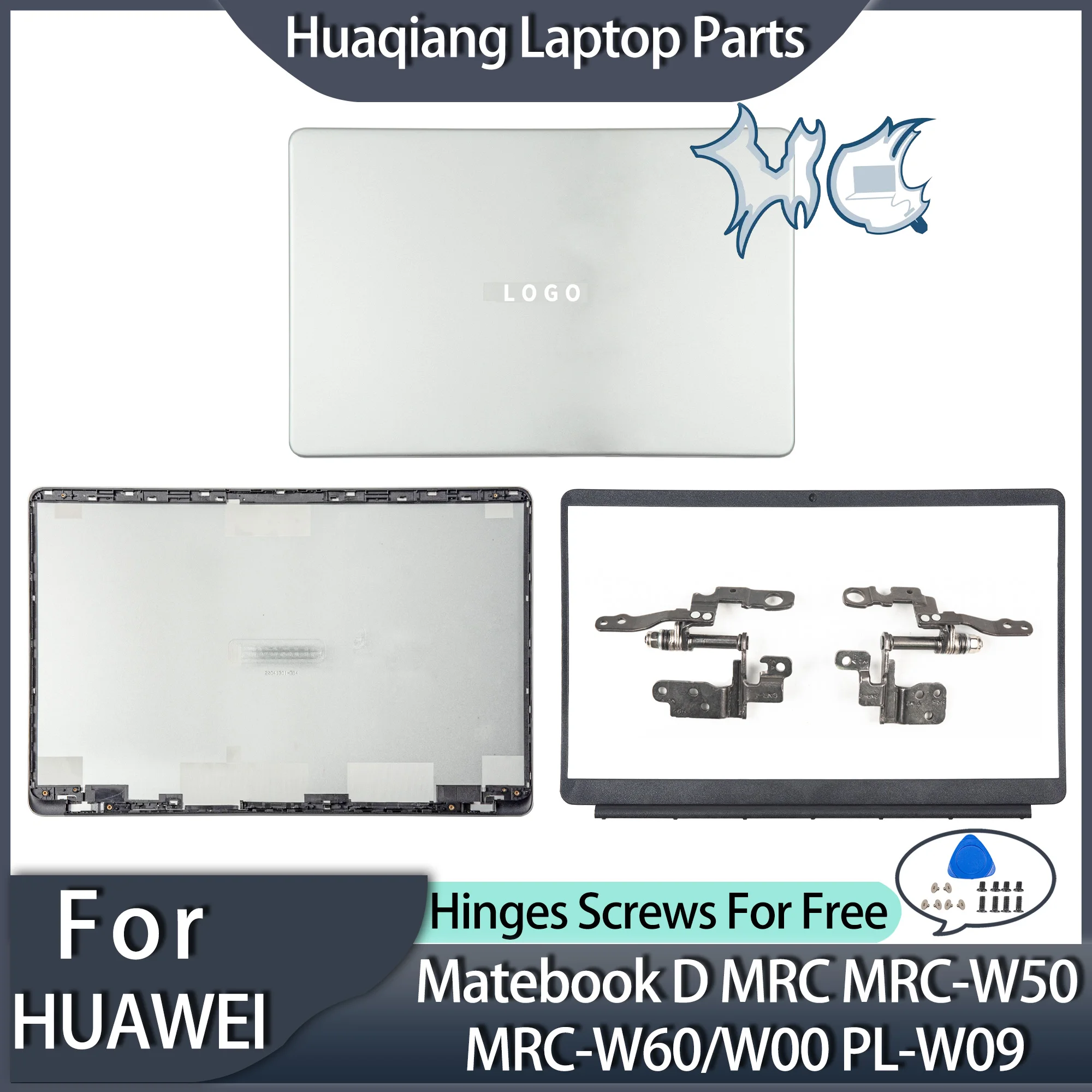 

New Laptop Covers For HUAWEI Matebook D MRC PL Series MRC-W50/W60/W00 PL-W09 LCD Back Cover Front Bezel Hinges Replace Silver