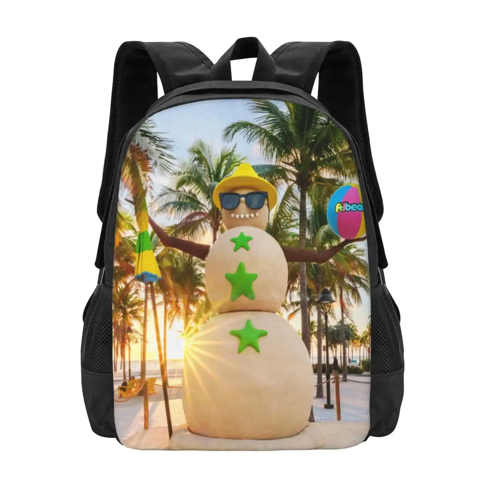 

Christmas Beach Hot Sale Schoolbag Backpack Fashion Bags Snowman Christmas Holidays Beach Florida Fort Lauderdale Olaz Palm