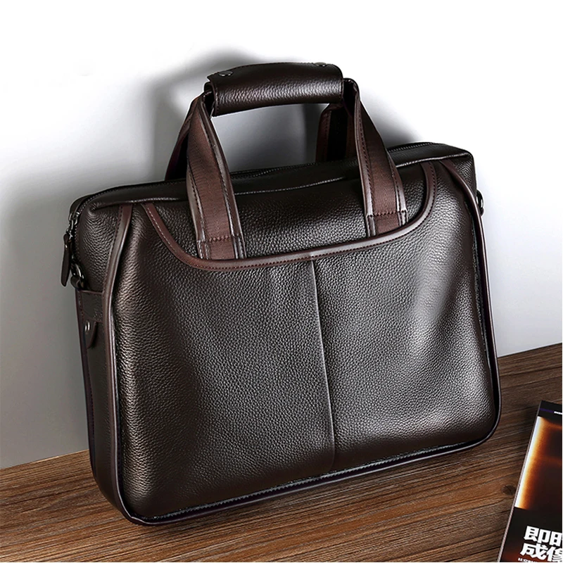 Brand Man Bag Genuine Leather Briefcase Men Business Handbag Messenger Bags Male Vintage Men\'s Shoulder Bag Large Capacity