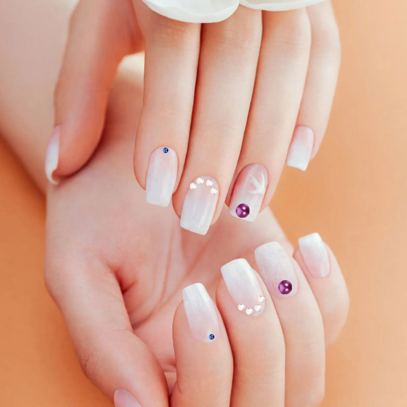 

Nail Pearl Charms Resin Flatback Imitation Half Pearl Decals Delicate Nail Art Supplies Multi-Function Convenient