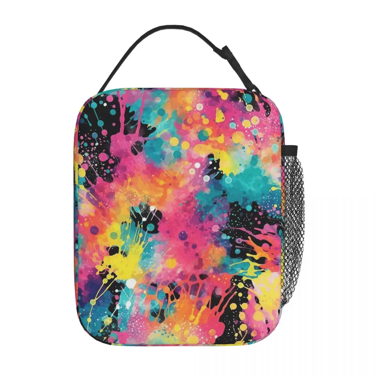 Colorful Graffiti Splashing Pattern Insulated Lunch Bag for Women Children Portable Food Boxes Thermal Lunch Box Tote