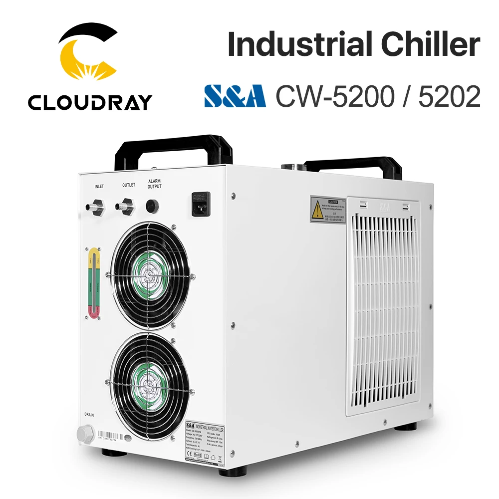 Imagem -03 - Cloudray s & a Cw5200 Cw5202 Indústria ar Água Chiller para Co2 Gravação a Laser Máquina de Corte de Refrigeração 150w Tubo do Laser