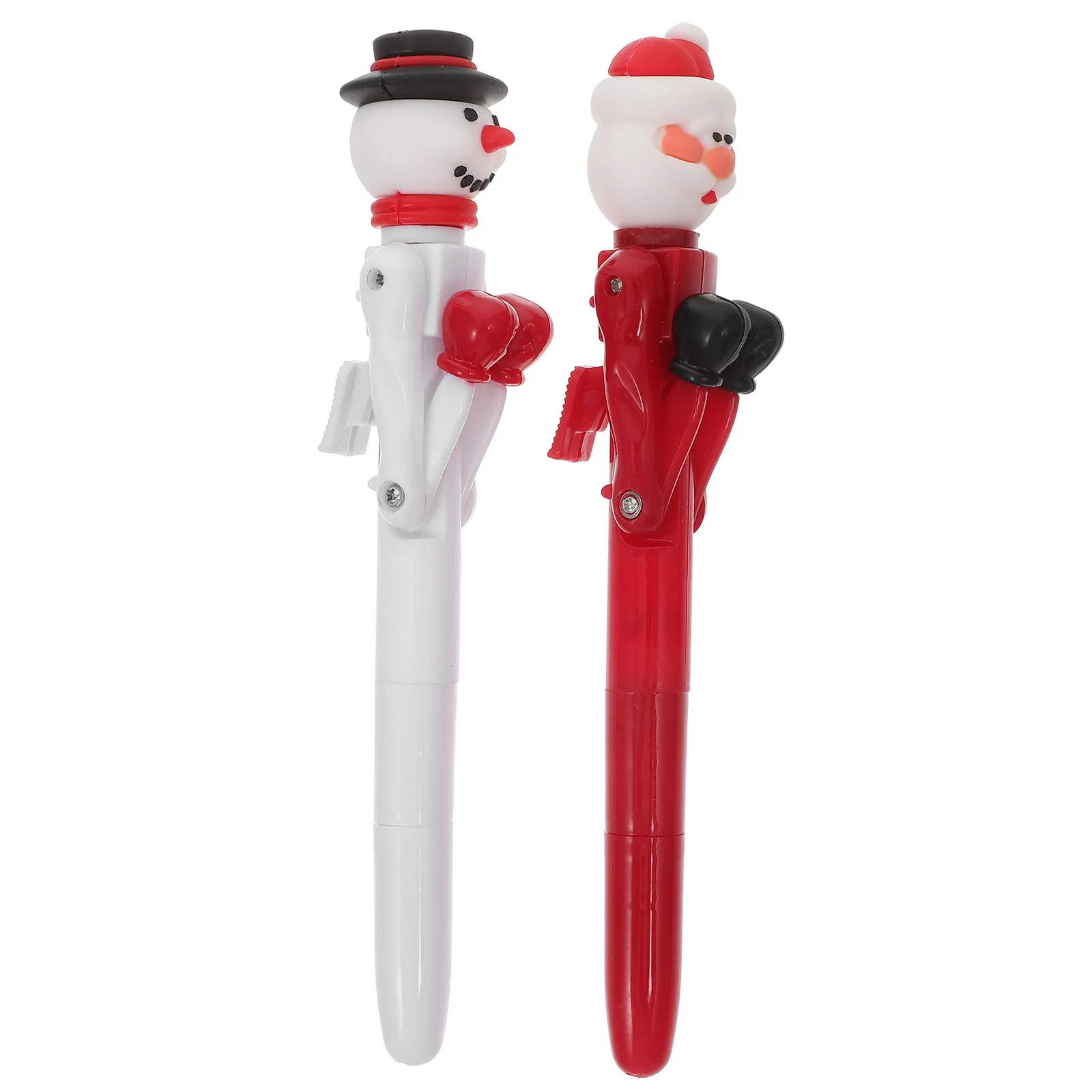 

2Pcs Xmas Boxing Pens Creative Santa and Snowman Design Fun Punching Action Ideal for Teens Christmas Party Favors School