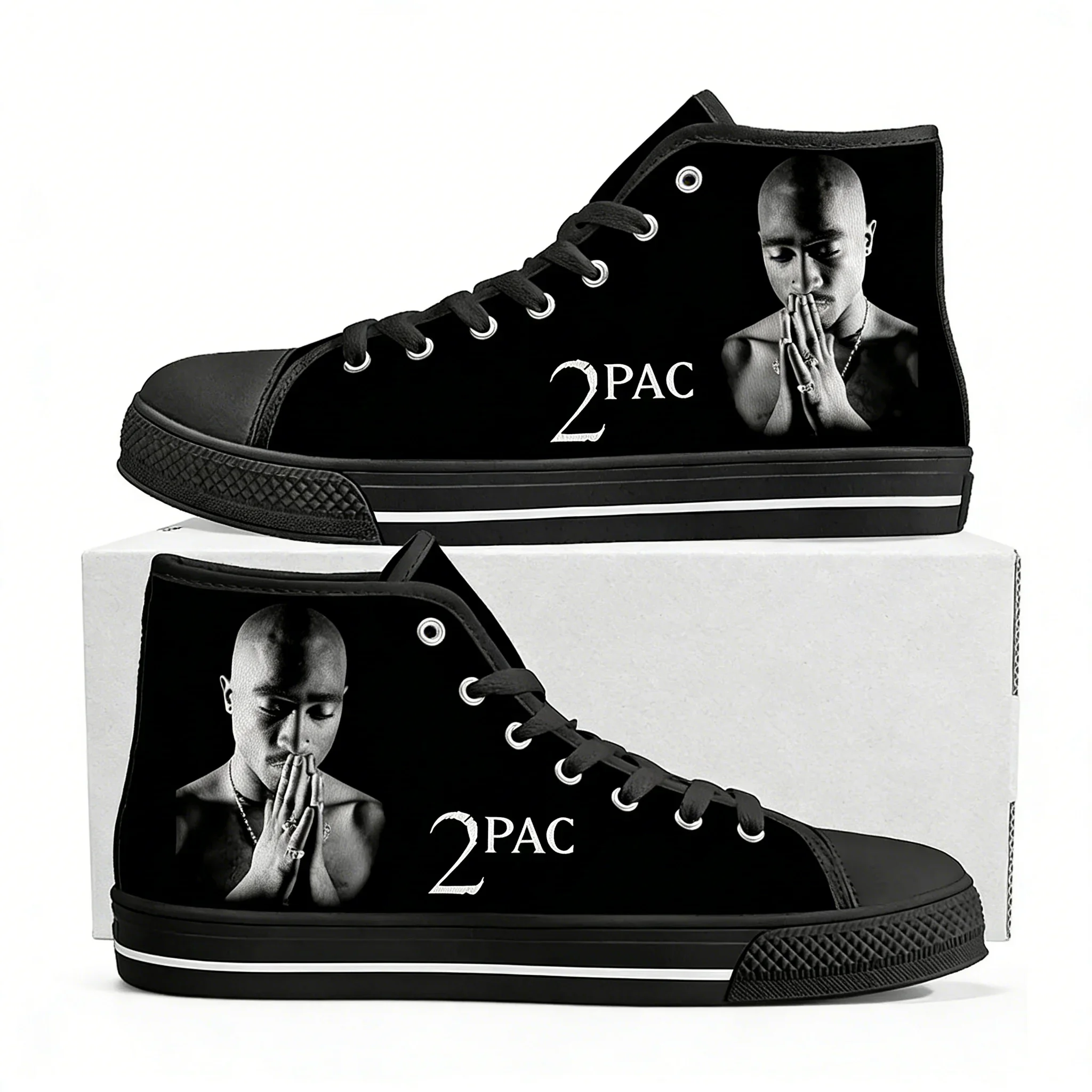 2Pac Tupac All Eyez on Me High Top Shoes Men Women Teenager Canvas Walking Sneaker Sneakers Couple Footwear Custom Shoe Unisex