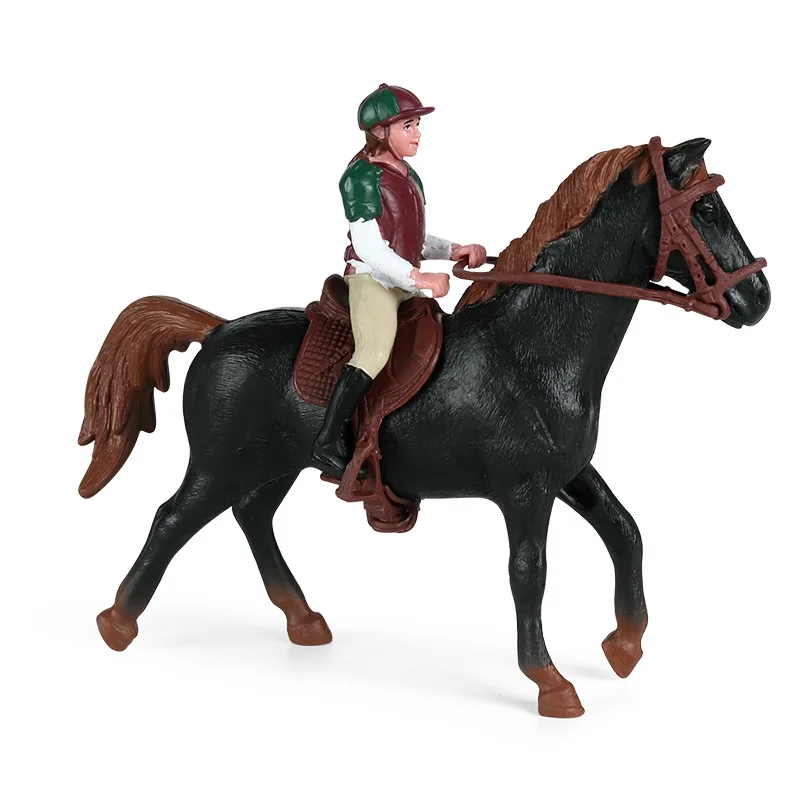 Pasture Simulation Animals Horse Racing Models fence Farm tools Action Figure Solid Collection Doll Educational Toy for Children