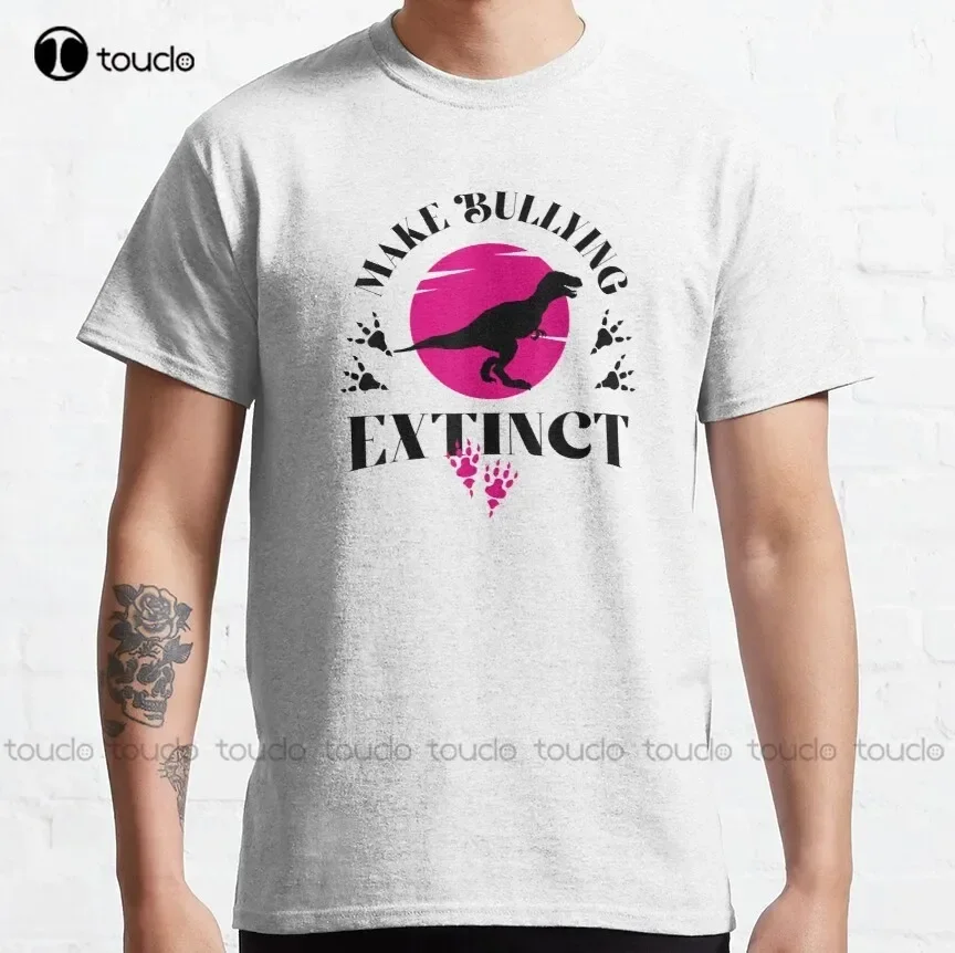 T-shirt classique pour hommes, personnalisé, unisexe, pour adultes et adolescents, Xs-5Xl, avec inscription « Make Bullying Extinct - Wear Orange For Unity Day Dinosaur », nouveau