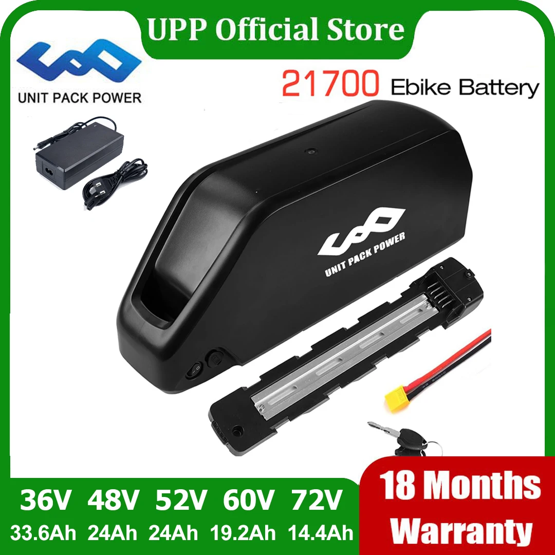 21700 EBike Battery Downtube Polly 72V 60V 52V 48V 24Ah 36V 27Ah 22.5Ah 14.4Ah Baterias for 2000W 1500W 1000W 750W 350W Motor