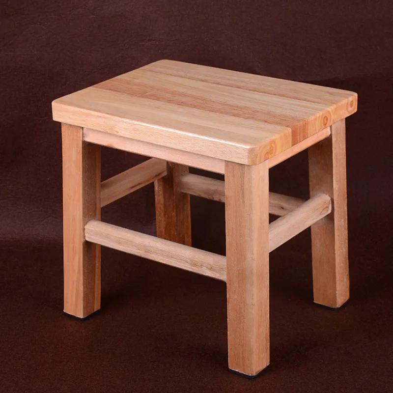 Wooden Step Stool Solid Wood Household Footstool Square Sitting Stool Adult Shoe Changing Stool For Living Room Kitchen Bathroom